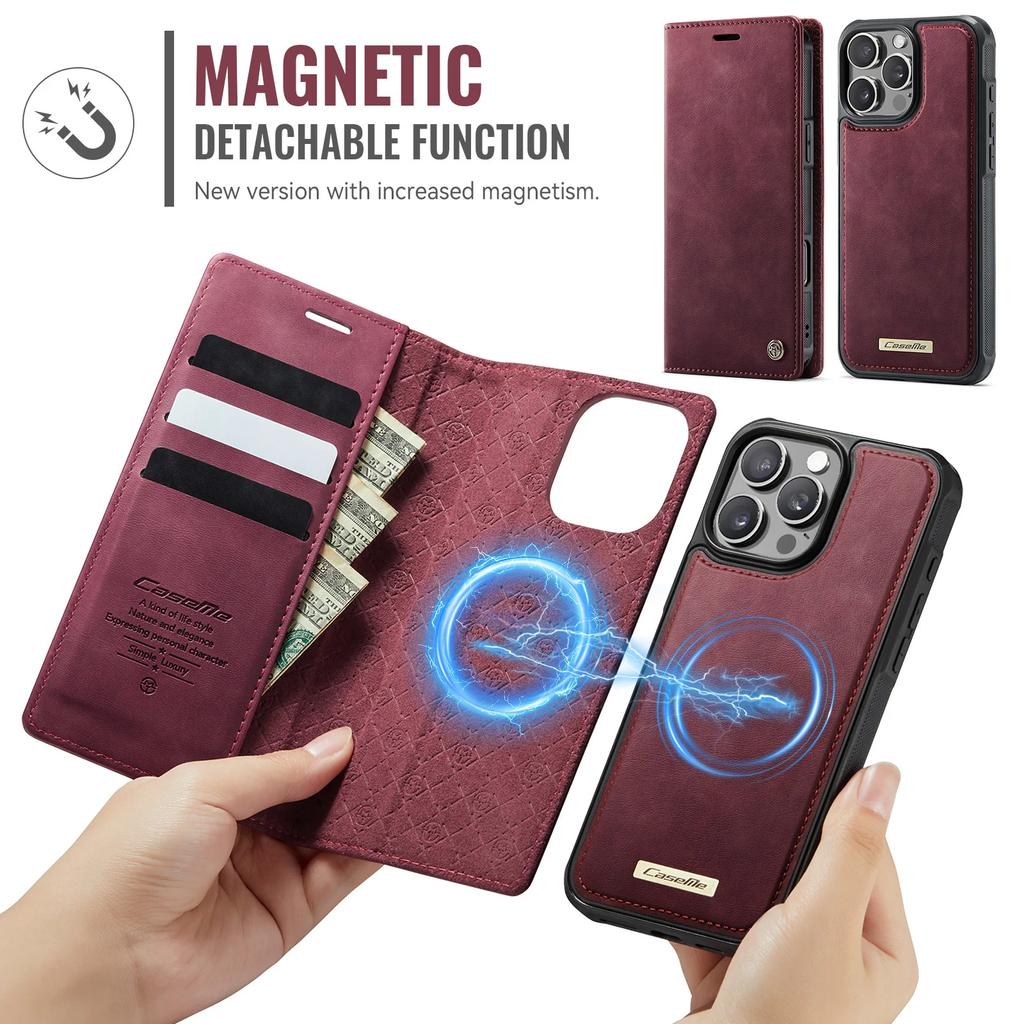 Detachable 2 In 1 Leather Case for iPhone 16 Pro Max 15 Plus 14 13 12 11 Card Slot Stand Magnetic Flip Wallet Phone Cover Coque