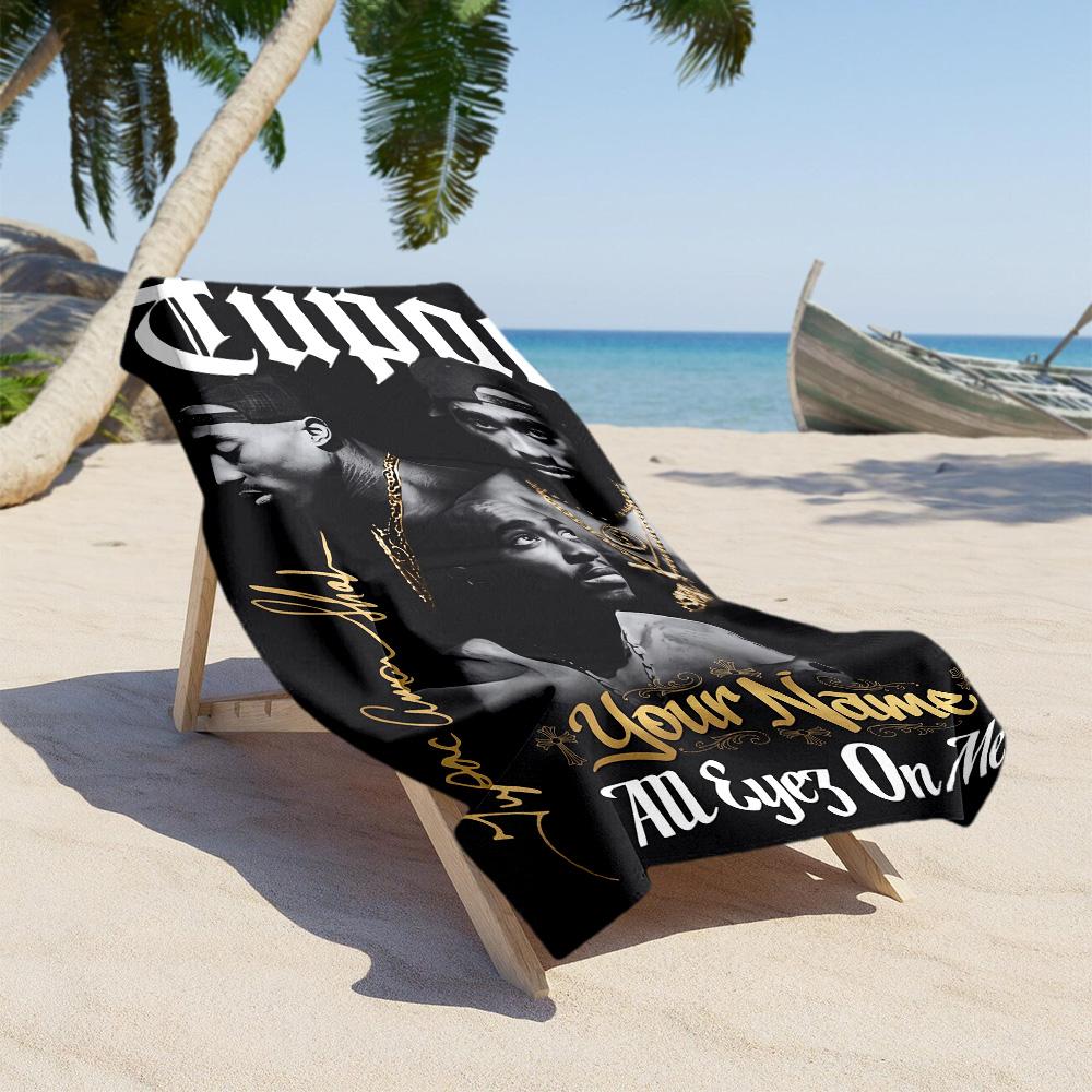 2pac Customized Name Beach Towel High Absorbency & Quick-Dry Portable for SwimmingBeachCamping Travel Beach AccessoriesGym
