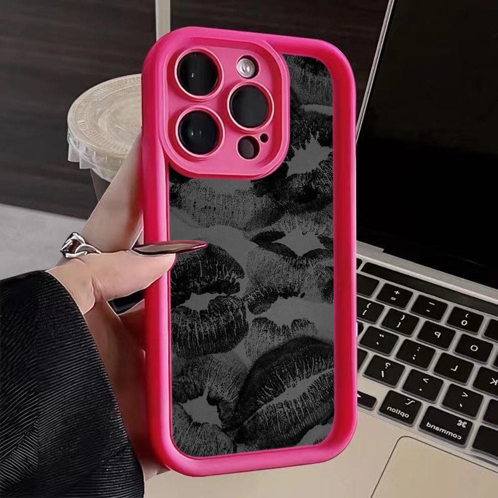 LZ22 Lips Kiss Digital Design Silicone Phone Case for iPhone 11 13 14 15 16 Pro Max 7 8 16 Plus 12 Mini XS Max XR Shockproof Back Cover