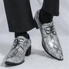 Fashion New Pointed Snake Patent Leather Elevator Derby Shoes for Men Brand Designer Casual Homecoming  Wedding Formal Footwear