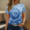 Damen Freizeit Kurzarm Raglan T-Shirt Rundhals Batik-Print Leichtes Weiches Gewebe Sommer Oberteil