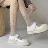 3 Pairs of Women's Socks Set Spring and Summer Thin Breathable Ruffle Edge Socks All Cotton Cute Women's White Printed Socks
