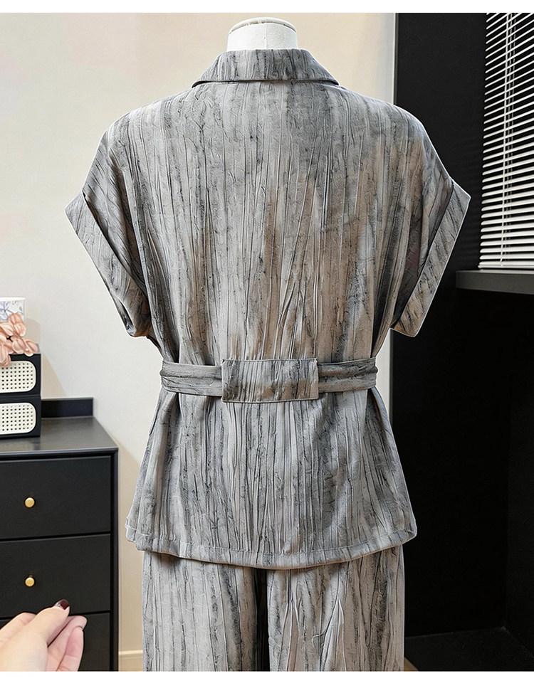 Casual Lapel Short Sleeve Two-Piece Set: 2026 Fashion Slimming Suit for Women