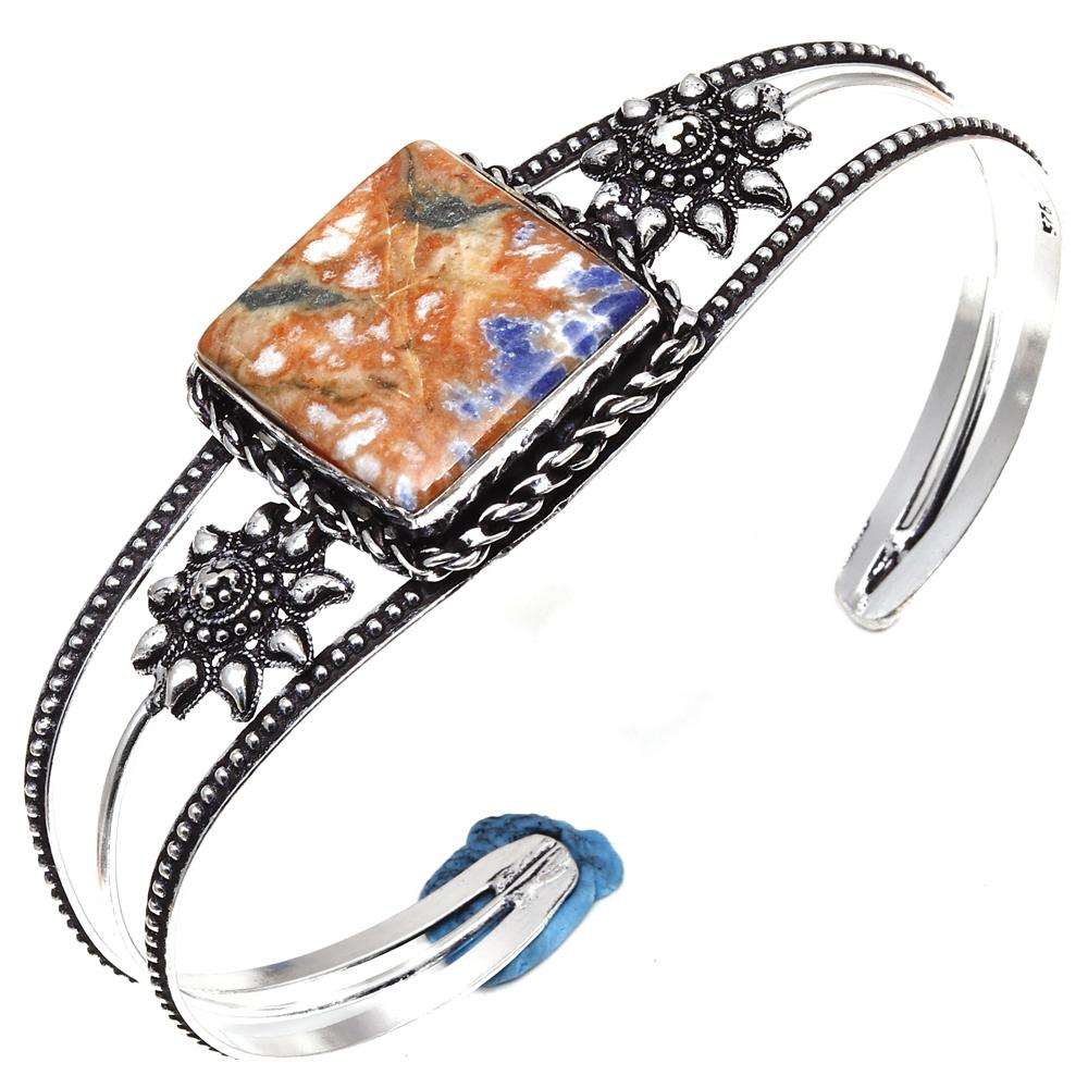 

Multi-Sodanite Gemstone Silver Jewelry Cuff-Bangle 7 Adjustable