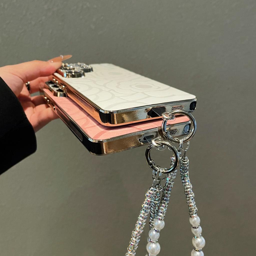 Glitter Rhinestone Camera Protection Case For Samsung A07 A37 A17 A57 A56 A55 A54 A53 A36 A35 A34 A26 A25 A16 A06 Lanyard Cover