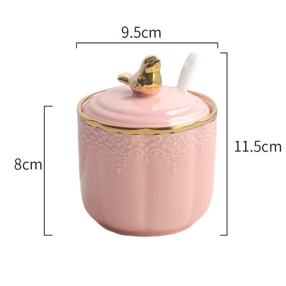 Kitchen Ceramic Storage Jar with Lid Geometric Storage Jar Sealed Snack Storage Jar Decoration Grain Separator Kitchen Supplies
