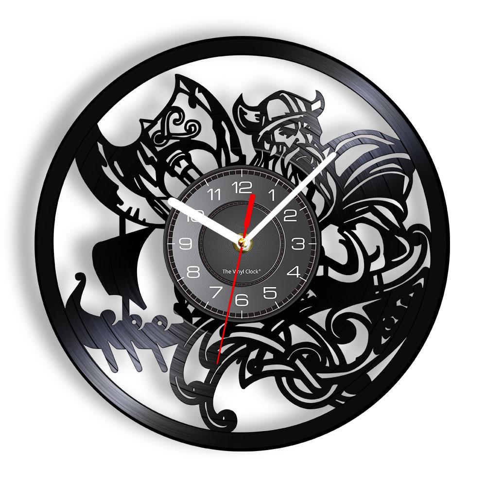 Scandinavian Viking Pray Odin Asgard Valhalla Medieval Viking Wall Clock Thor Ragnarok Nordic Runes Nordland Axe Wall Clock