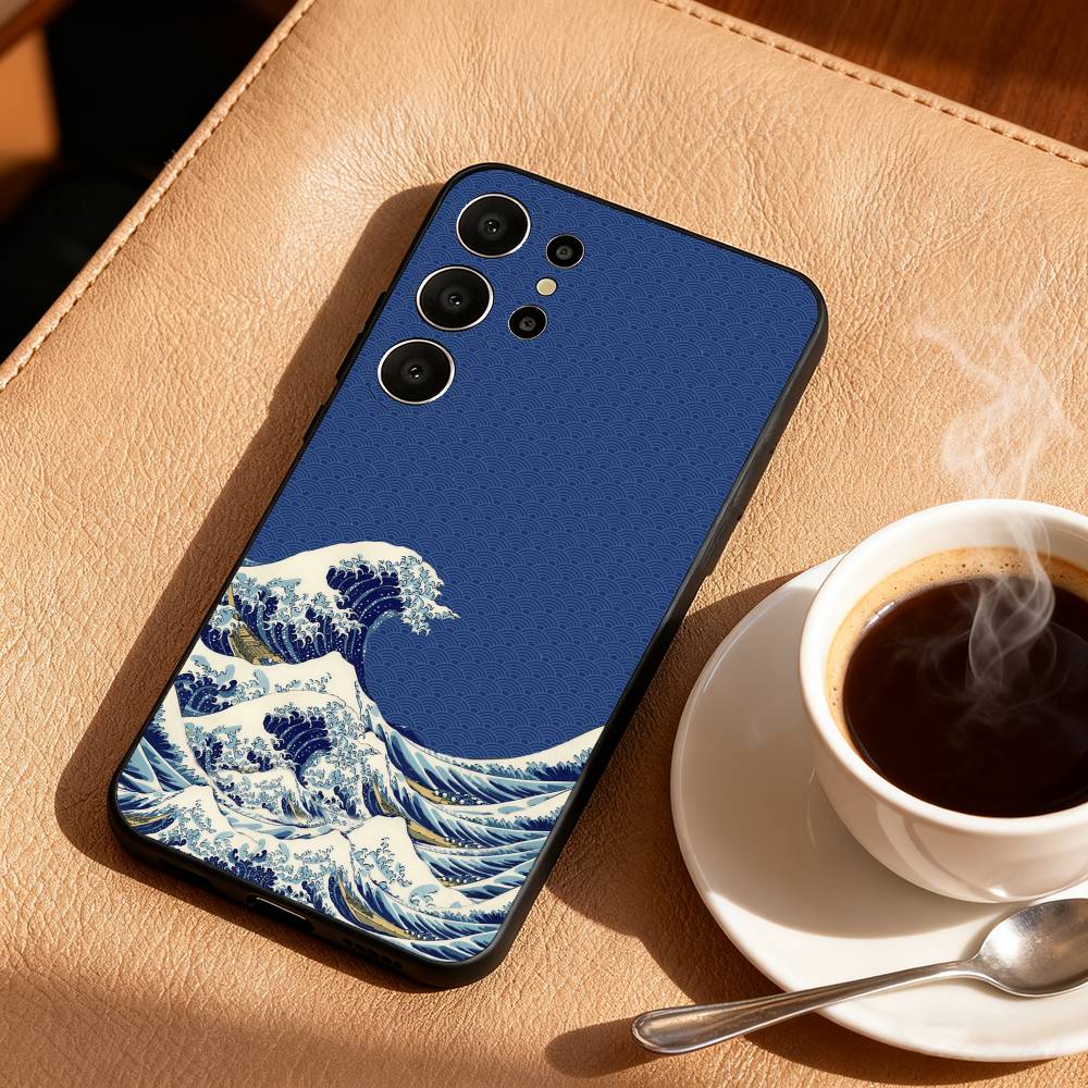 Japanese Landscape Art Elements Phone Case For Samsung S26,S25,24,23,22,30,21,10,9,Ultra,Plus,Lite,Black Soft Case