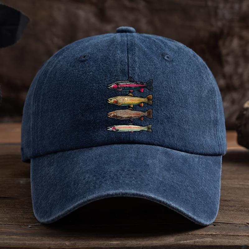 1pc Leisure Printed Baseball Cap for Women,Colorful Fish Design,Stylish Versatile Snapback Hat for Outdoor Activities Dailywear