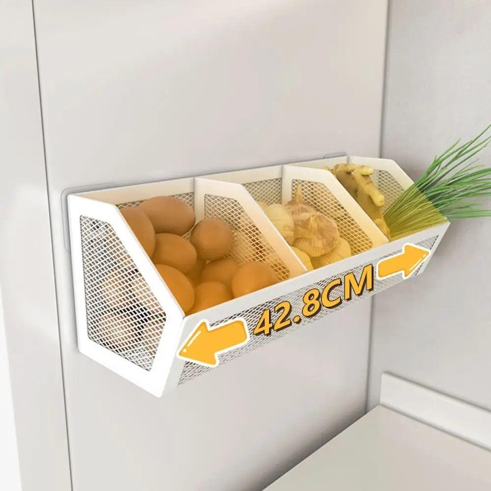 Wall Mounted Vegetable Fruit Storage Rack Large Capacity Garlic Ginger Hanging Basket  Bathroom