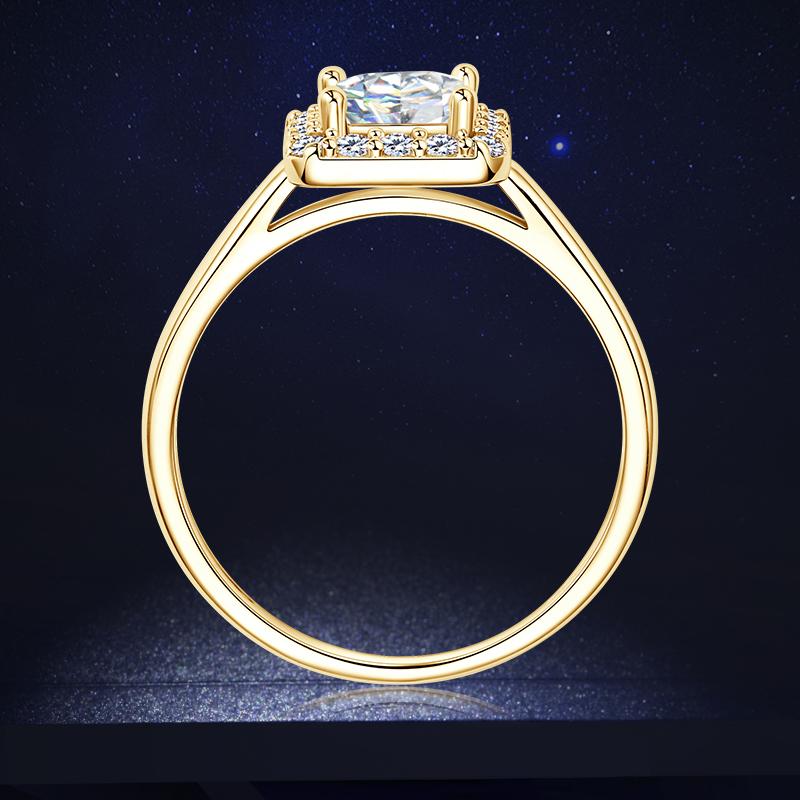 Rrjzz Trendige Prinzessin-Schliff Zirkonia Simulierte Diamant Damen Verlobungsringe Luxuriöser 14 Karat Goldplattierter Hochzeits-Jubiläumsring Schmuck