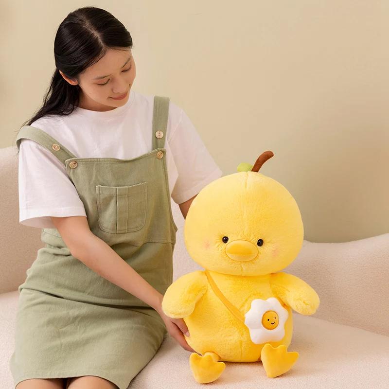 Gelbes Huhn mit pochiertem Ei, gefüllte Plüschtiere, weiches Sofakissen, Geschenk für Kinder, Geburtstagsgeschenk