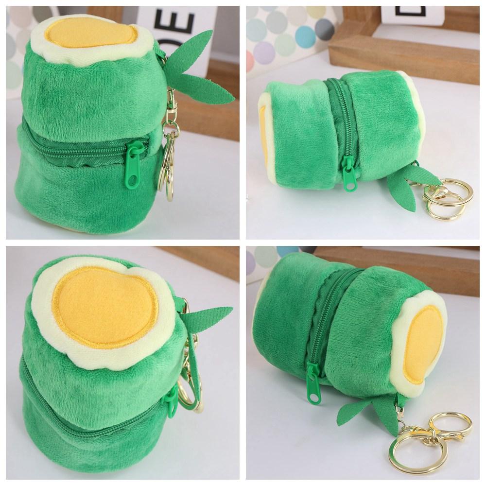 Cartoon Bamboo Tube Panda Keychain Plush Stuffed Kawaii Animal Pendant Lovely   Unisex