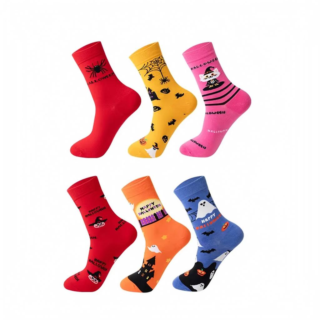 Halloween Mid Calf Socks for Men Women, Breathable Cotton Socks with Wicking, Funny Novelty Design