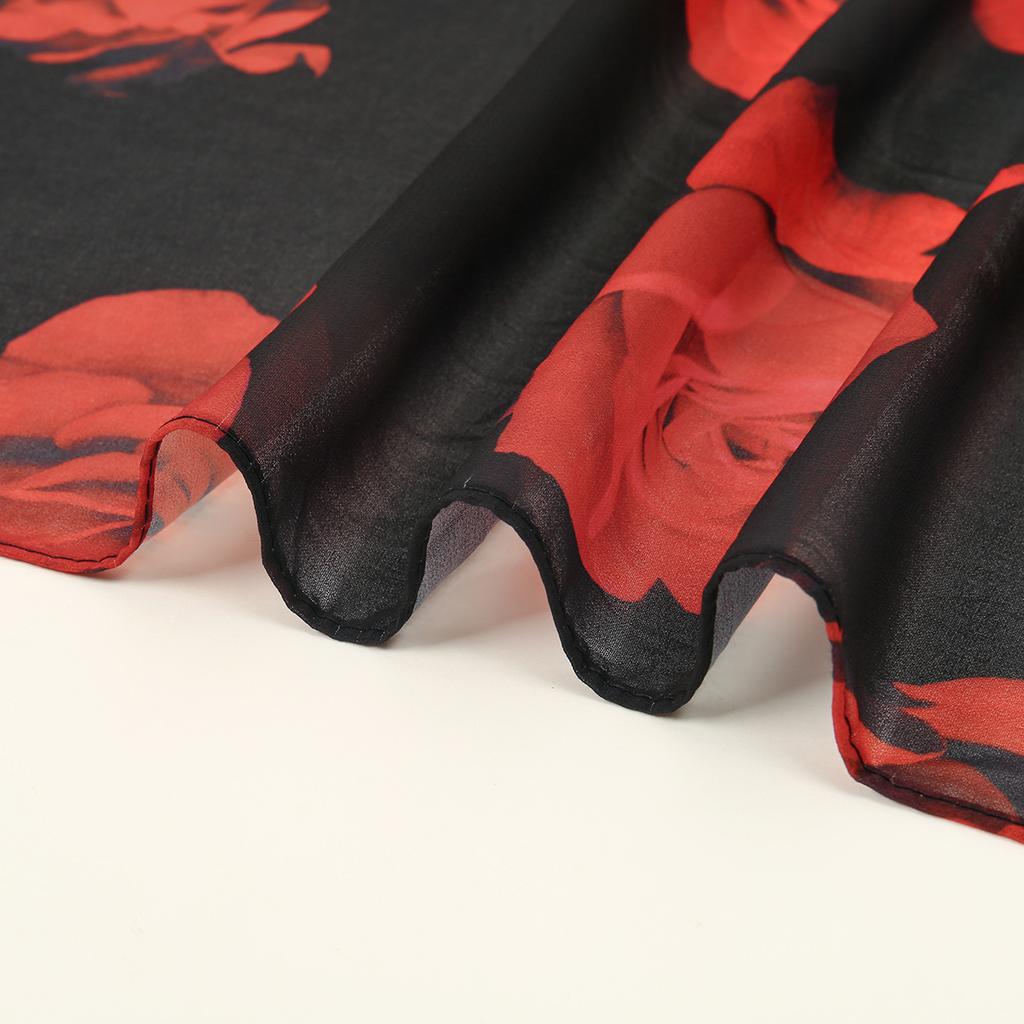 Rose Printed Chiffon Hijab Scarf Muslim Fashion Floral Printed Shawl Women Premium Chiffon Headscarf Beautiful Hair Wraps