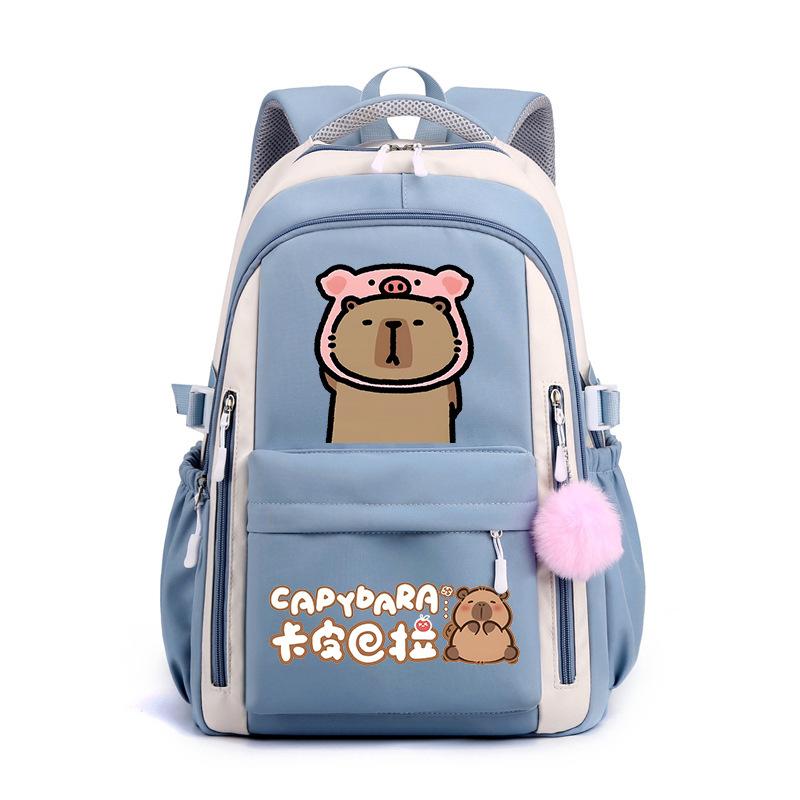 Trendy kapibara creative cartoon printing cute emoji bag for primary and secondary school students to reduce the burden of spine protection schoolbag