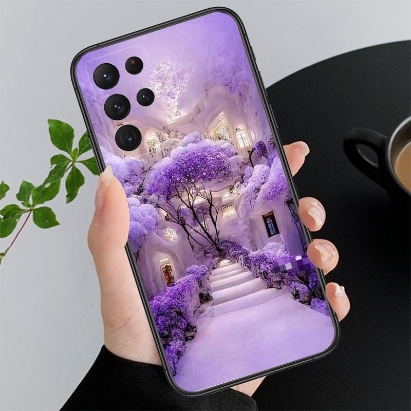 Purple Flower Phone Case For Samsung A35 A55 A54 A15 A25 A05s A05 A22 A24 A52 A33 A34 M34 M14 M54 M23