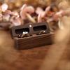 1PC Ring Earring Holder for Wedding Proposal Soft Lining Double Slot Walnut Wooden Romantic Ring Box Gift Display Packaging Case