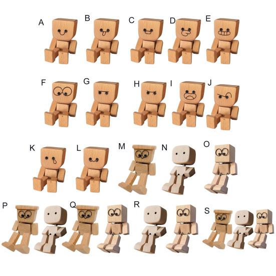 1/2/3Pcs Shaking Wooden Man Figurine Handmade Shaking Feet Wooden Doll Car Dashboard Desktop Decoration Ornament