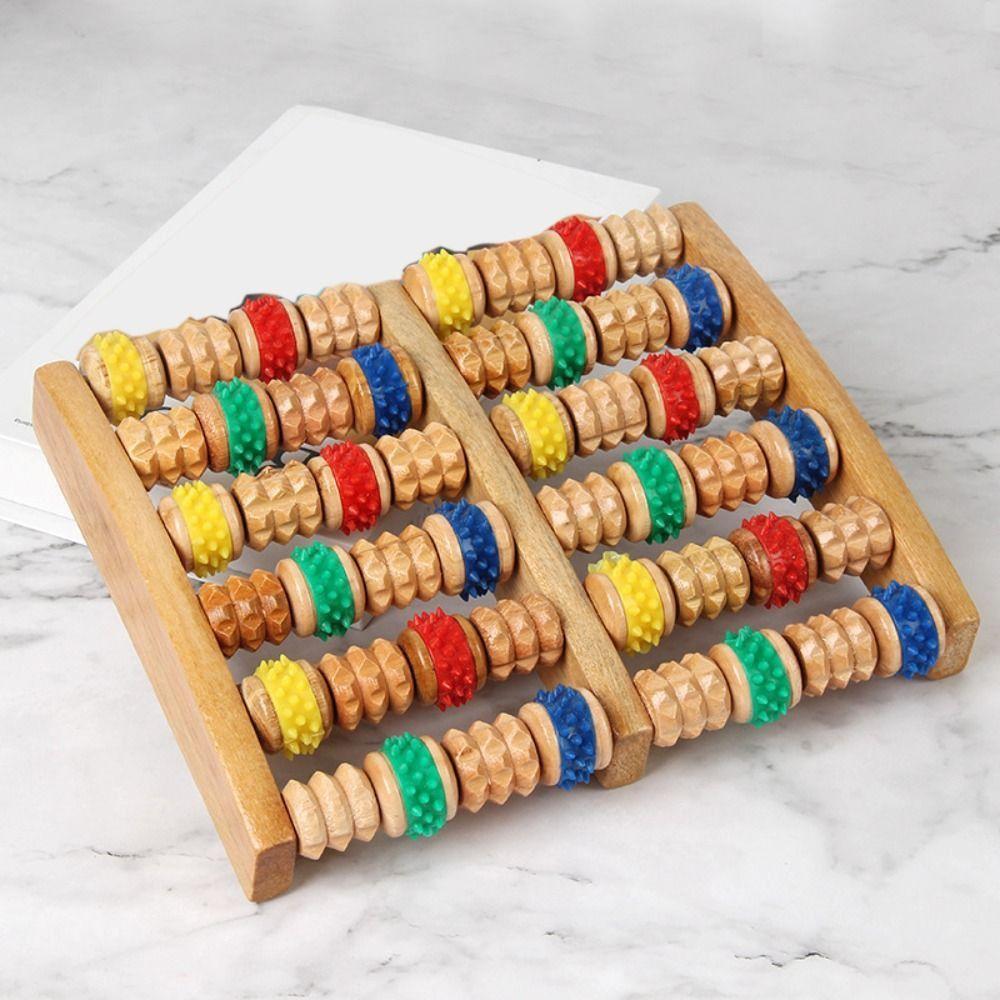 Wooden Foot Massage Wheel 6 Rows Foot Massage Tools Wear-resistant Feet Care Massager  Send parents