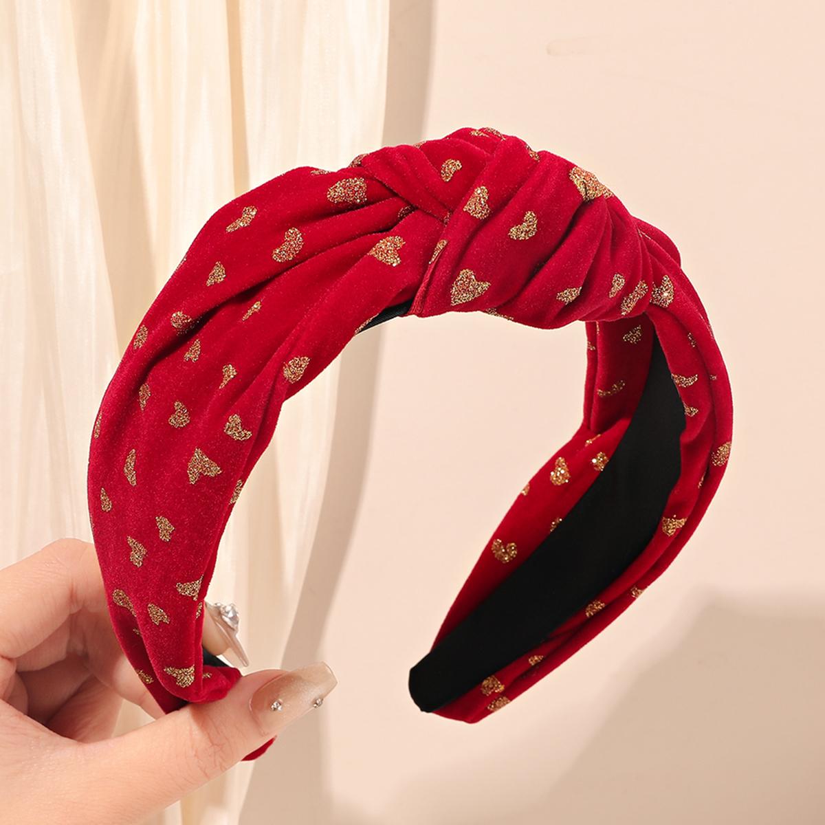 

Повязка на голову ко Дню святого Валентина, красная повязка на голову в форме сердца для женщин и девочек, нескользящая широкая повязка на голову для подарков на День святого Валентина красный