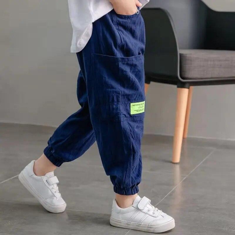Boys' Pants, Cotton and Linen, Summer Thin Loose Casual Pants
