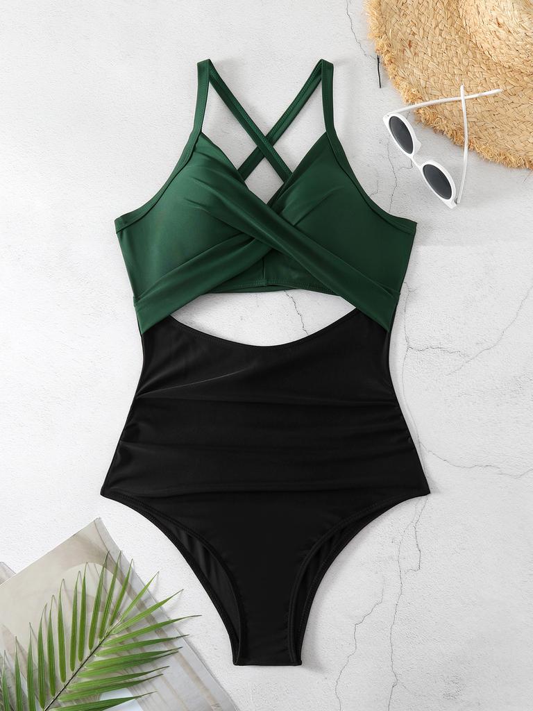 Women’s Sexy Monokini Bathing Suit One-Piece Cut-Out Bikini Swimsuit, Backless Tight-Fit Swimwear