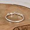 White Topaz Minimalist Ring – 925 Sterling Silver Dainty Stackable Ring – Delicate Beaded Band with Tiny Gemstone – Everyday Jewelry Gift