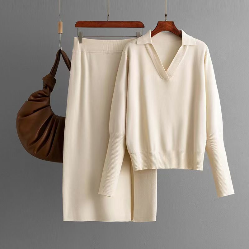 Fashion Wind Fashion Loose Knitwear Skirt Suit Knitted Top and Skirt Suit Set
