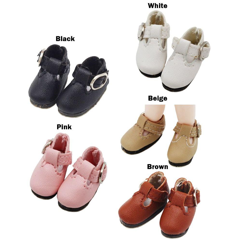 2.8cm * 1.2cm BJD Doll Shoes PU Leather Mini Size Doll Leather Shoes Multicolor T-shaped Button Doll Sandals 1/6 BJD