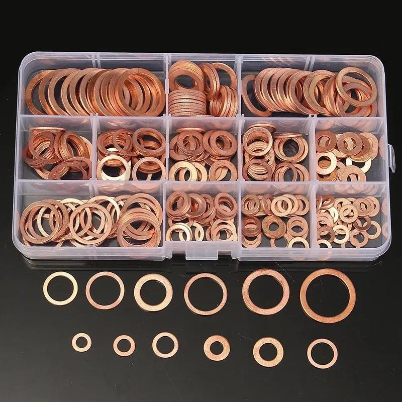 200/100Pcs Washer Copper Sealing Solid Gasket Washer Sump Plug Oil For Boat Crush Flat Seal Ring Tool