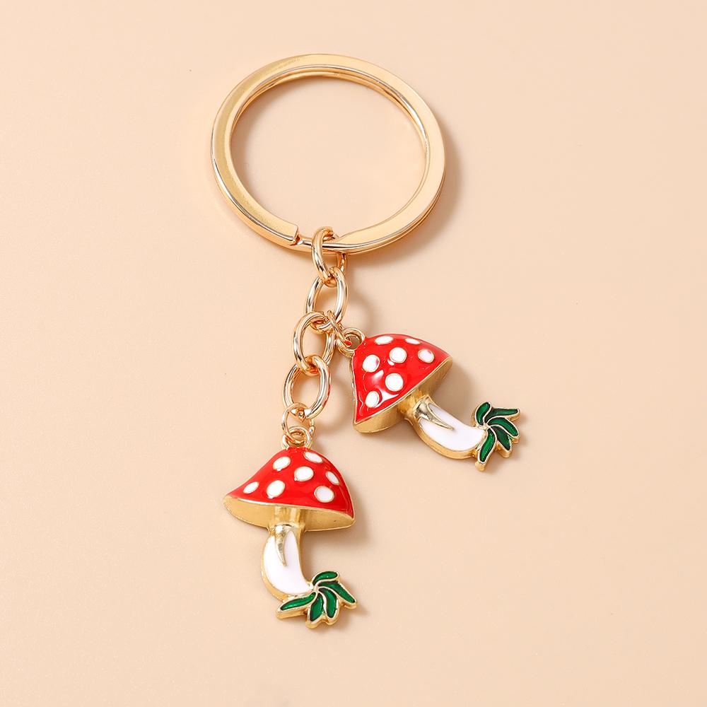 

Cute Enamel Mushroom keychain Women Girls Key Ring Pendants for Handbag Decor DIY Key Holder Jewelry Gifts