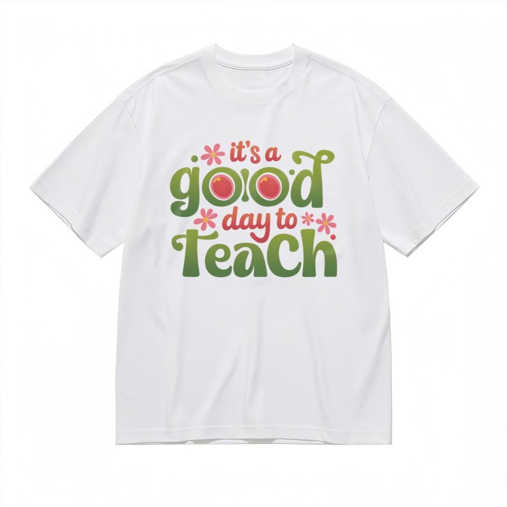 

Women s Trend Comfy Classic T-Shirt Teaching Motto Apple Theme Design Tee M