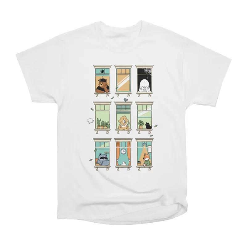 Men Casual Shirts Short Sleeves HOMEBODY SOCIETY Tees Oversized T-shirts S белый