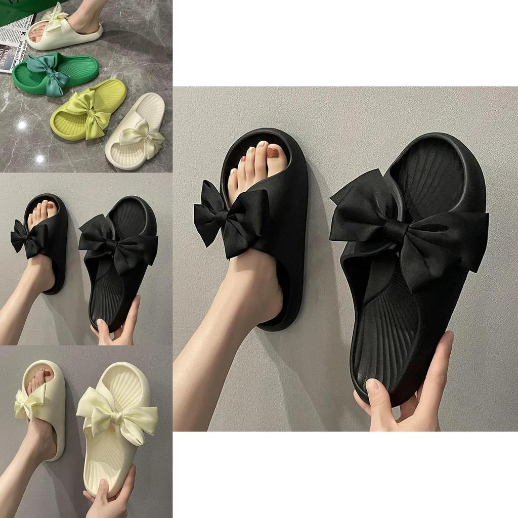 Comfortable And Soft Silk Bow Slippers With Anti-slip Platform