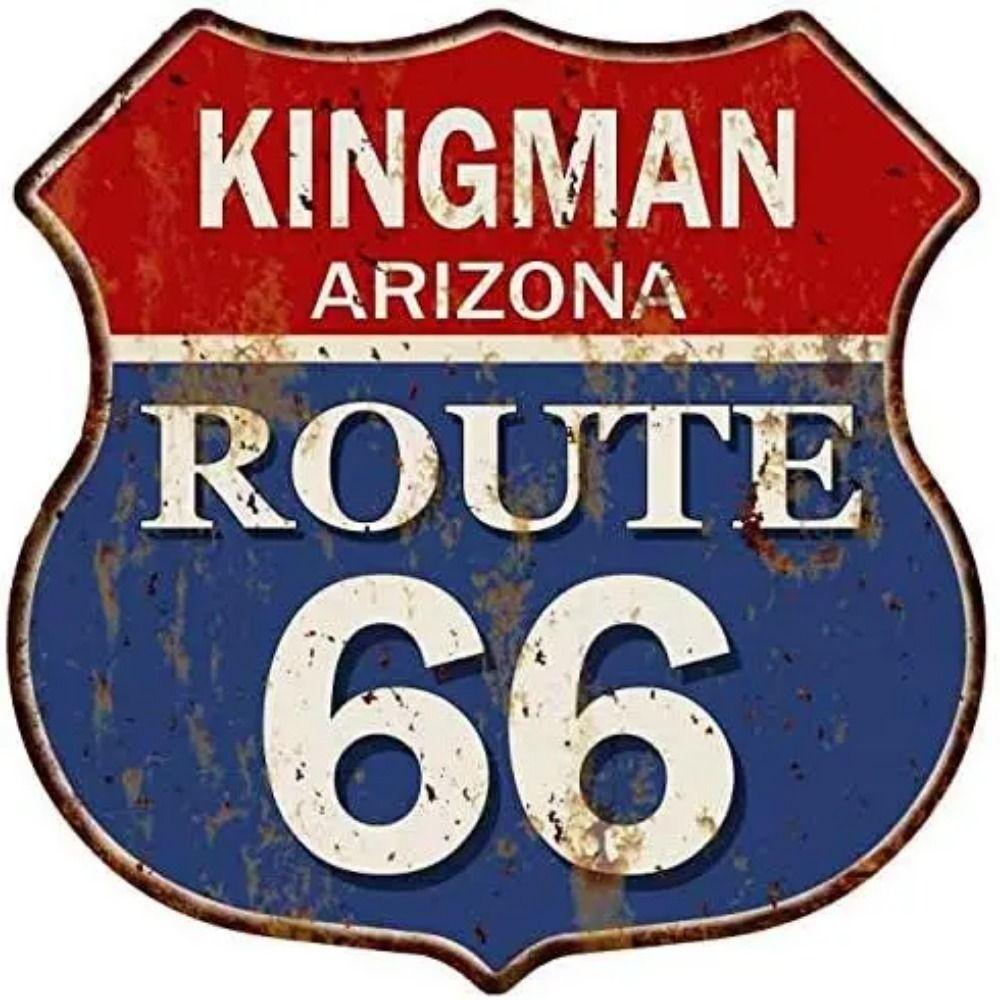 Vintage Route 66 Square Metal Tin Sign Garage Home Bar Decor 20x20cm