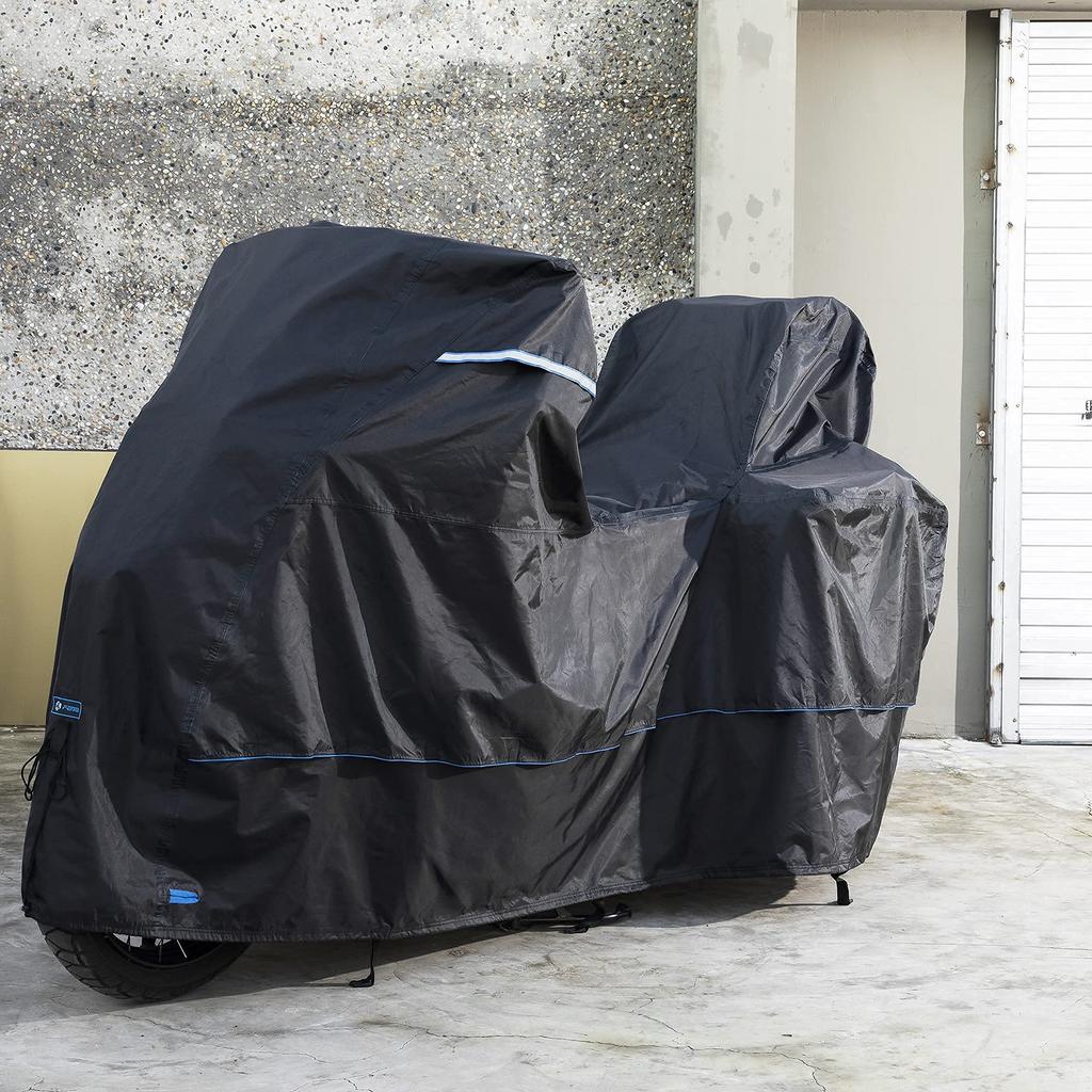 FENRIR 420D Czarny Motocyklowy Odporny na UV Gruby Pokrowiec Antykradzieżowy i na Nadwozie Motocykla z Pokrowcem Przeciwdeszczowym do Przechowywania Kompatybilny z Adventure Dual Sport i Trzy