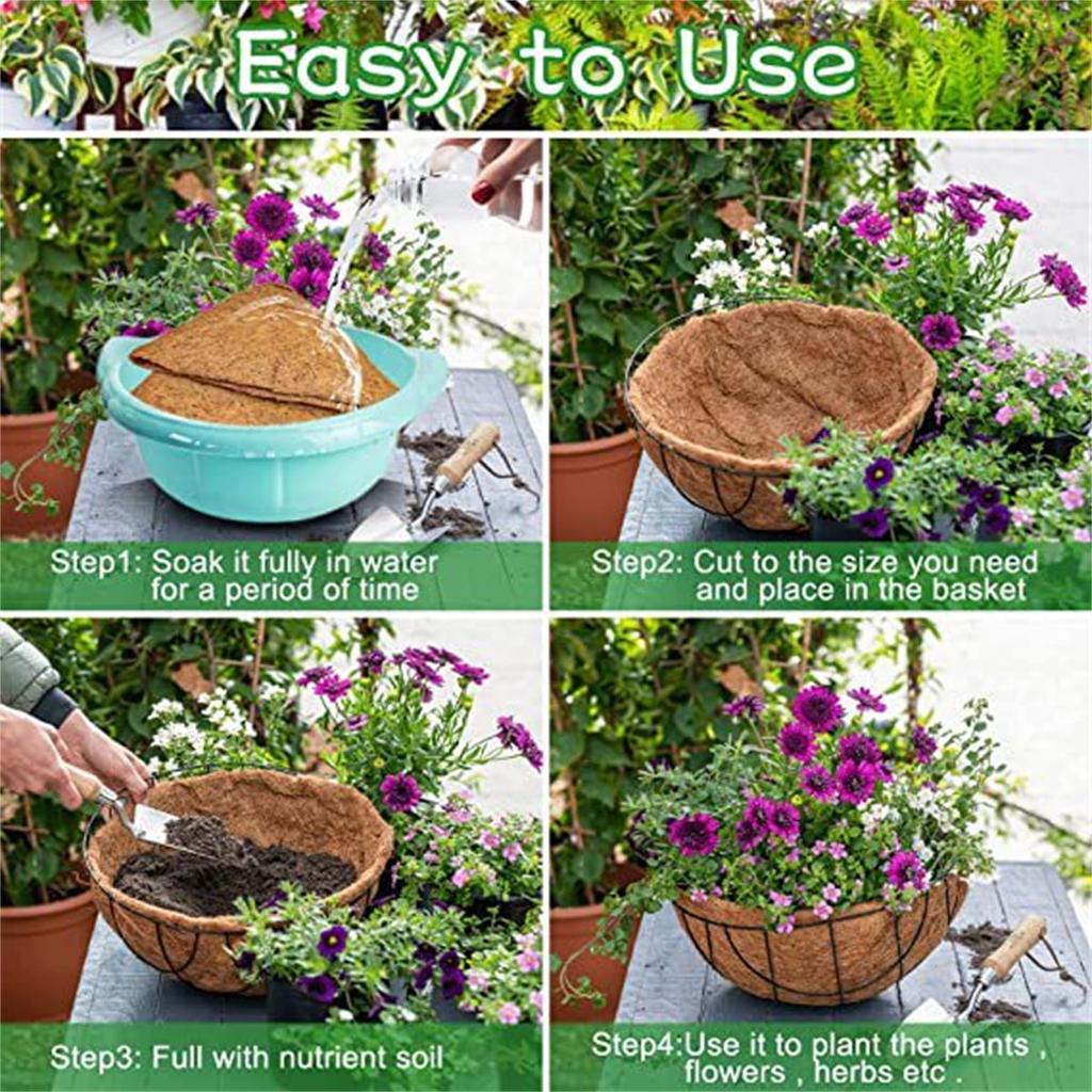 14inch 4 Pack Round Coco Liner for Hanging Basket,Flower Hanging Basket Coco Liners Replacement,Coco Fiber Replacement Liner
