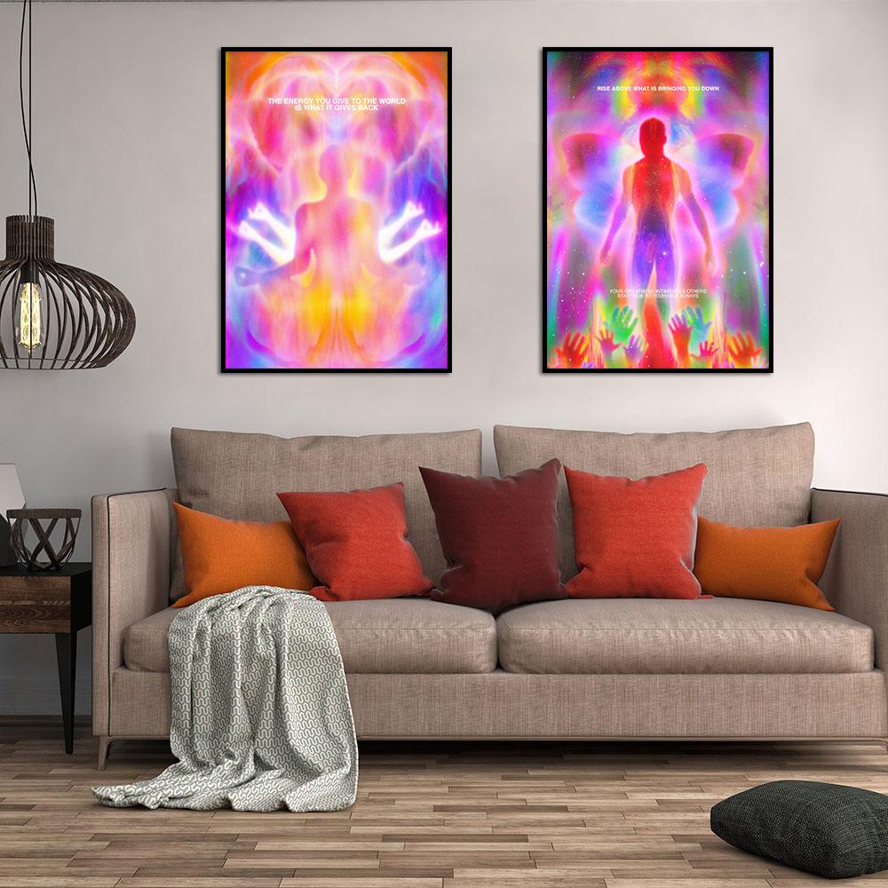 Yoga Meditation Poster Moderne Spirituelle Welt Leinwand Malerei Drucken Abstrakte Kunst Bild Für Wohnzimmer Home Wand Decor Cuadros