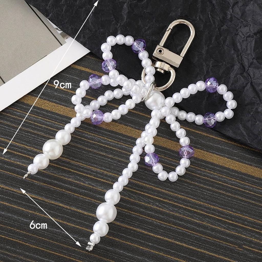 Elegant Bowknot Keychain Pendant Bag Decoration Bag Accessory Bead Bag Pendant Key Ornament Perfect for Daily Party Use