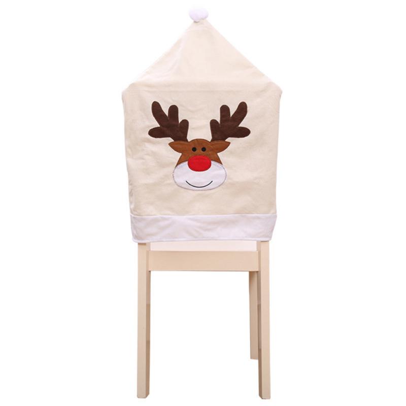 Merry Christmas Decor Cartoon Cute Elk Chair Cover Navidad Christmas Home Decoration Chair Cover Household Dustproof Chair Cover