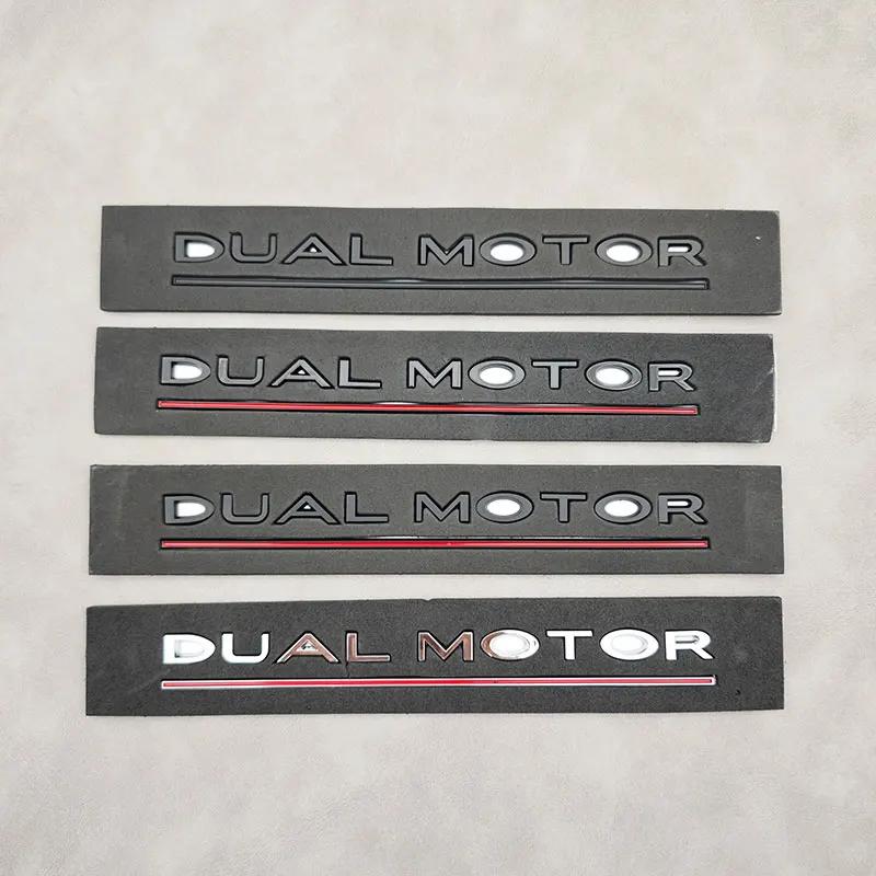 3D Letter Dual Motor Underlined Emblem Badge Car Rear Trunk Decal Sticker for Tesla Model 3 X Y S Decorative Auto Accessories