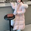 Vêtements d'hiver longs pour filles Vêtements d'hiver Mode enfant Col en fourrure large Manteau à la taille