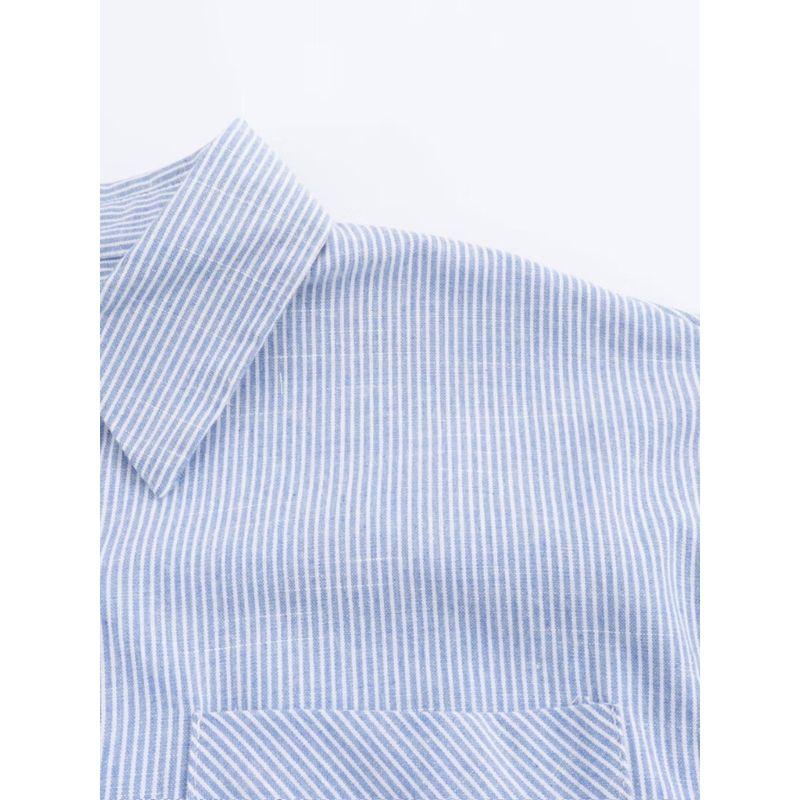 Kaslead New Arrival Women's Clothing Fashion Style Fashion Casual Minimalist with Striped Style with Pockets Shirt 3232232