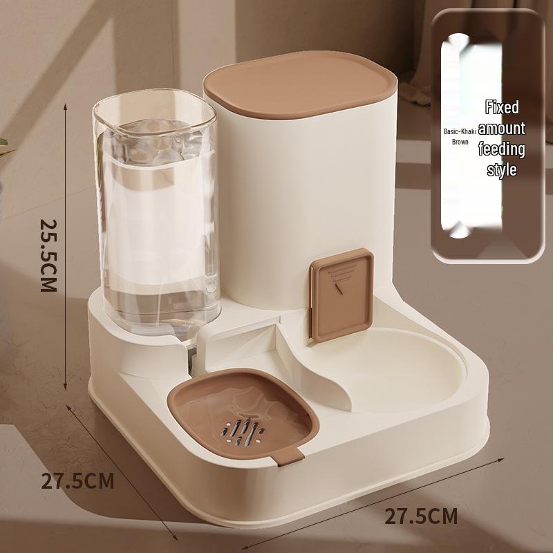 Automatic Dual-Use Pet Feeder & Water Dispenser with Large Ceramic Double Bowls for Cats and Dogs