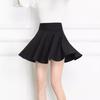 Women's Autumn High-Waisted A-Line Puffed Skirt Elasticated Waist Pleated Black Umbrella Full-Skirted Casual All-match Versatile Skirt