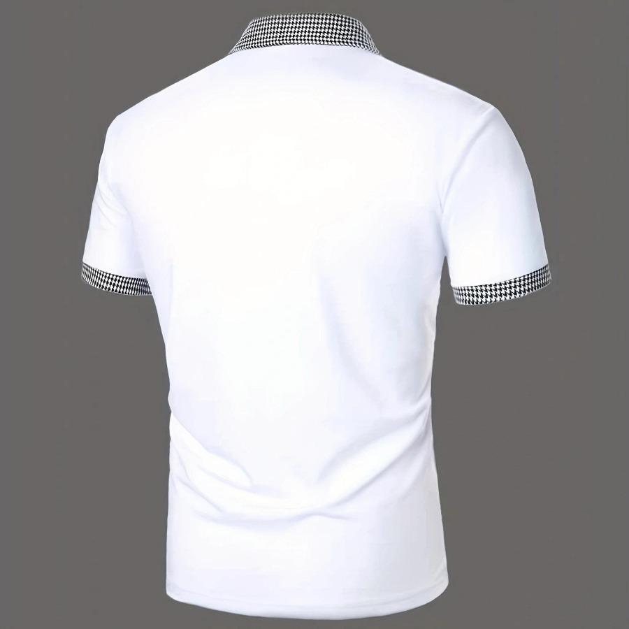 Polo d'été à carreaux pour hommes, patchwork, col à revers, manches courtes, t-shirt décontracté pour hommes, hauts extensibles