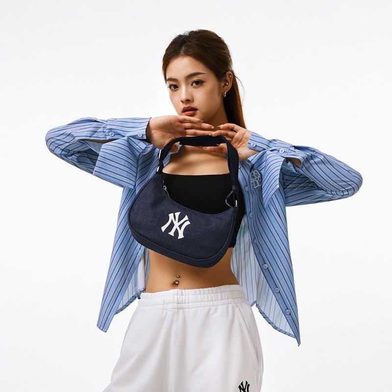 MLB New York Yankees Denim Shoulder Bag, Handbag, Clutch, Shoulder Bag Unisex Indigo Casual 3ABQM014N--