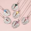 Women Necklace Irregular Shape Stone Tassel Faux Jade Safe Lock Pendant Vinatge Ethnic Style Adjustable Extended Length