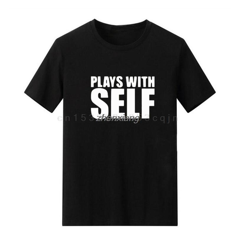 Unisex T Shirt Summer Plays with Self Tshirt Unisex Streetwear Unisex Black White Funny Shirt Letter Printing Casual Unisex Tshirt